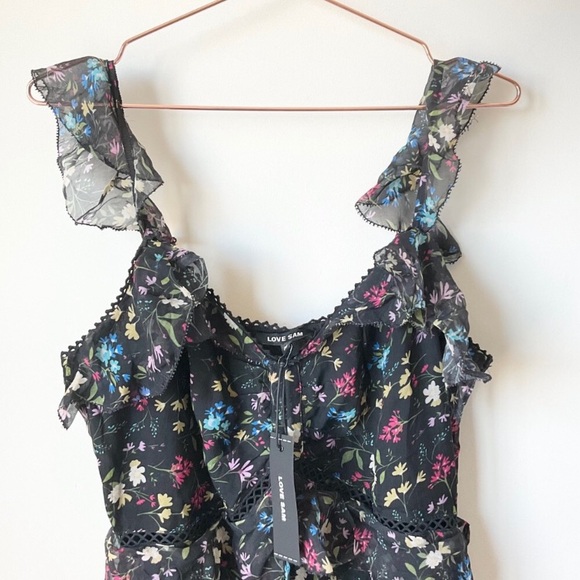 🦋 NWT Love Sam Blossom Printed Ruffle Maxi Dress - Picture 4 of 6